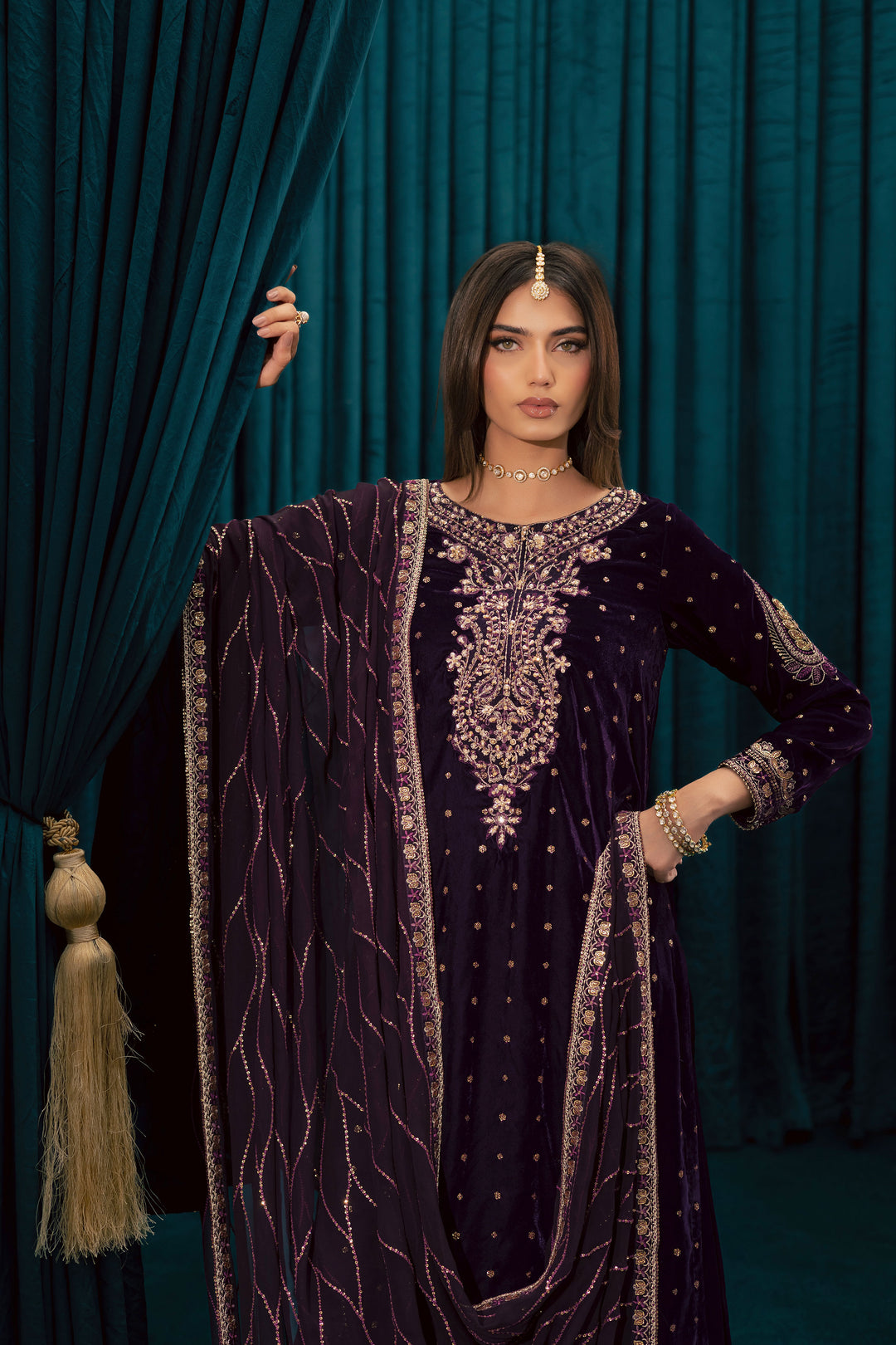 Plum Frost 3Pc - Velvet Formal Dress