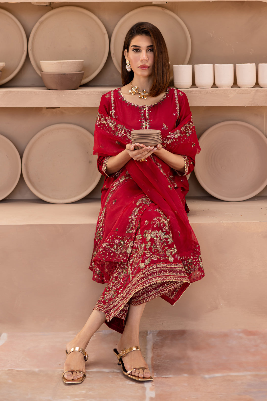 Irtaza 3Pc - Embroidered Luxe Pret