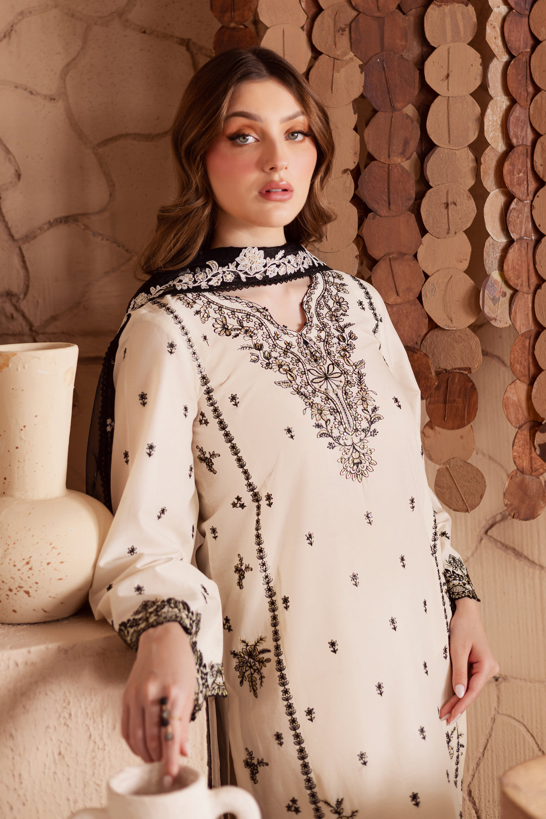 Full Moon 3Pc - Embroidered Lawn Dress