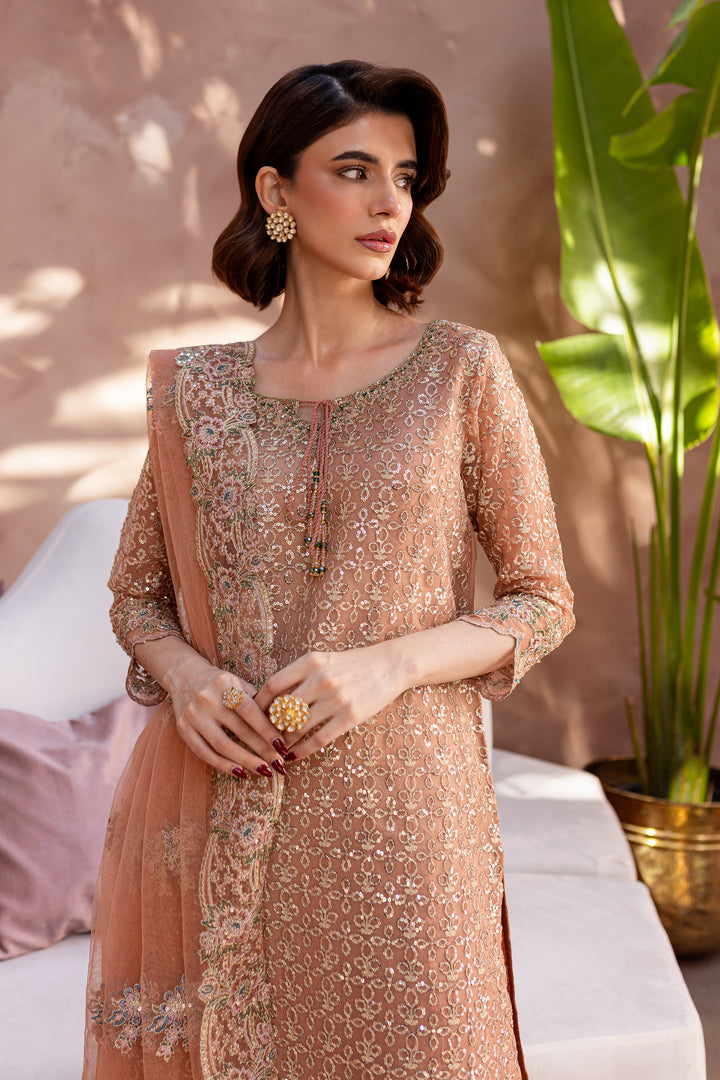 Zahrah 3Pc - Embroidered Luxe Pret