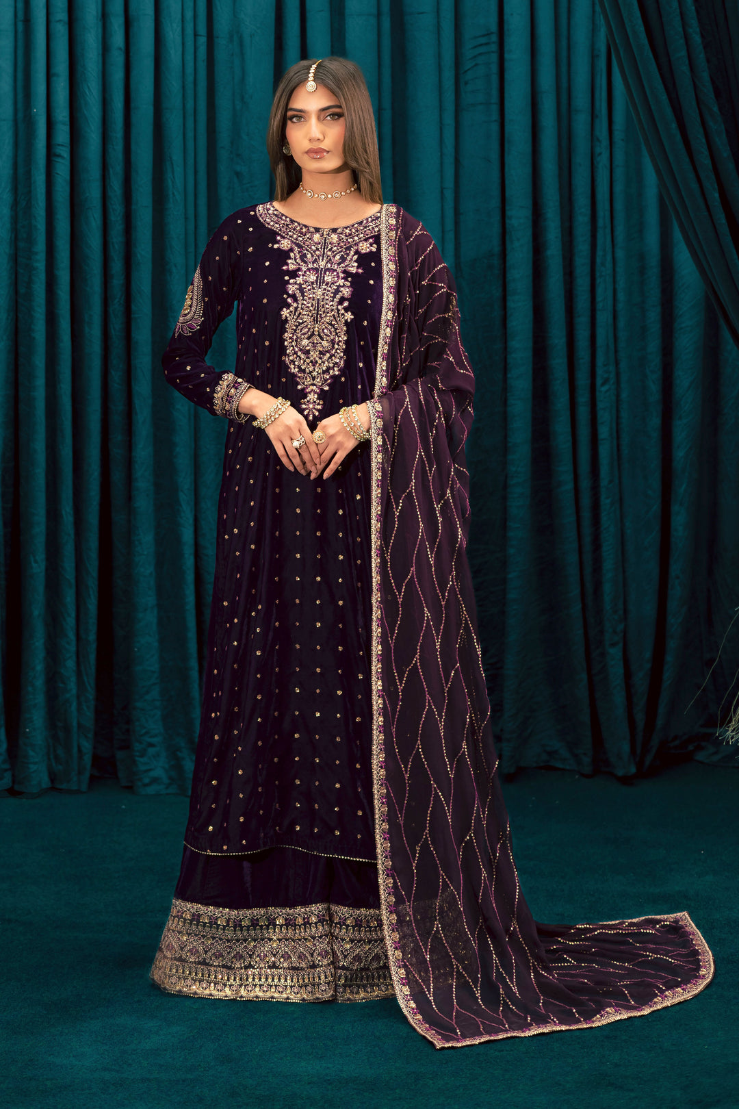 Plum Frost 3Pc - Velvet Formal Dress