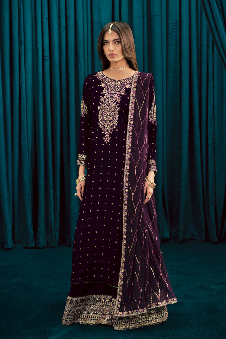 Plum Frost 3Pc - Velvet Formal Dress