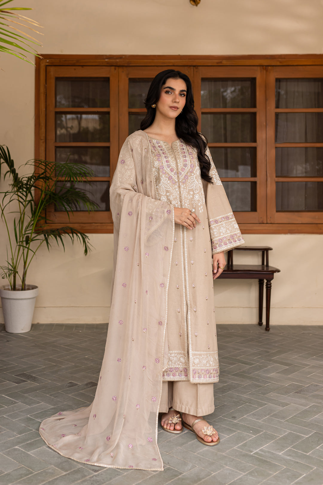 Musarrat 3Pc - Embroidered Khaddar Dress