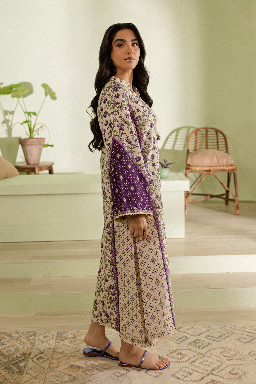 Cyber Grape 2Pc - Printed Khaddar Dress