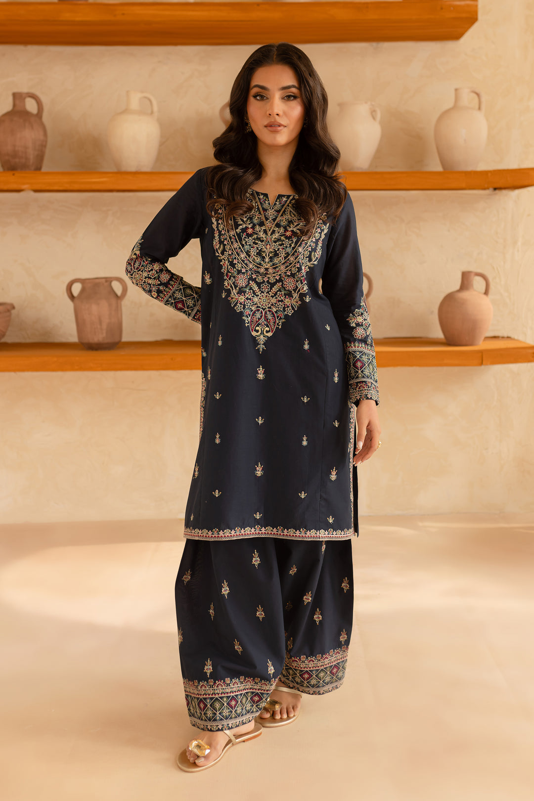 Blue Opal 2Pc - Embroidered Lawn Dress