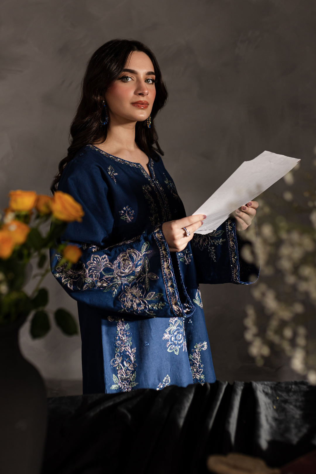 Blue Blair 2Pc - Embroidered Khaddar dress