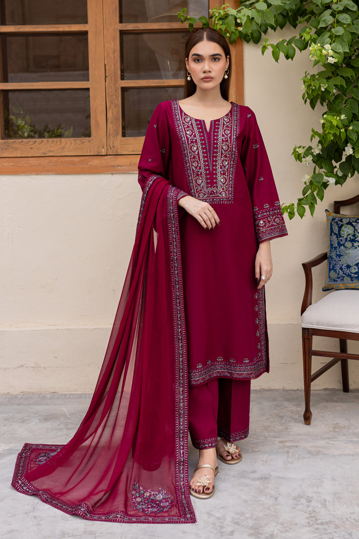 Nirmal 3Pc - Embroidered Khaddar Dress