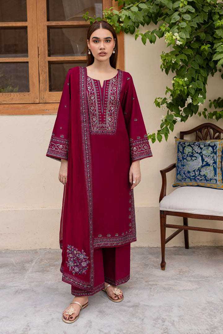 Nirmal 3Pc - Embroidered Khaddar Dress