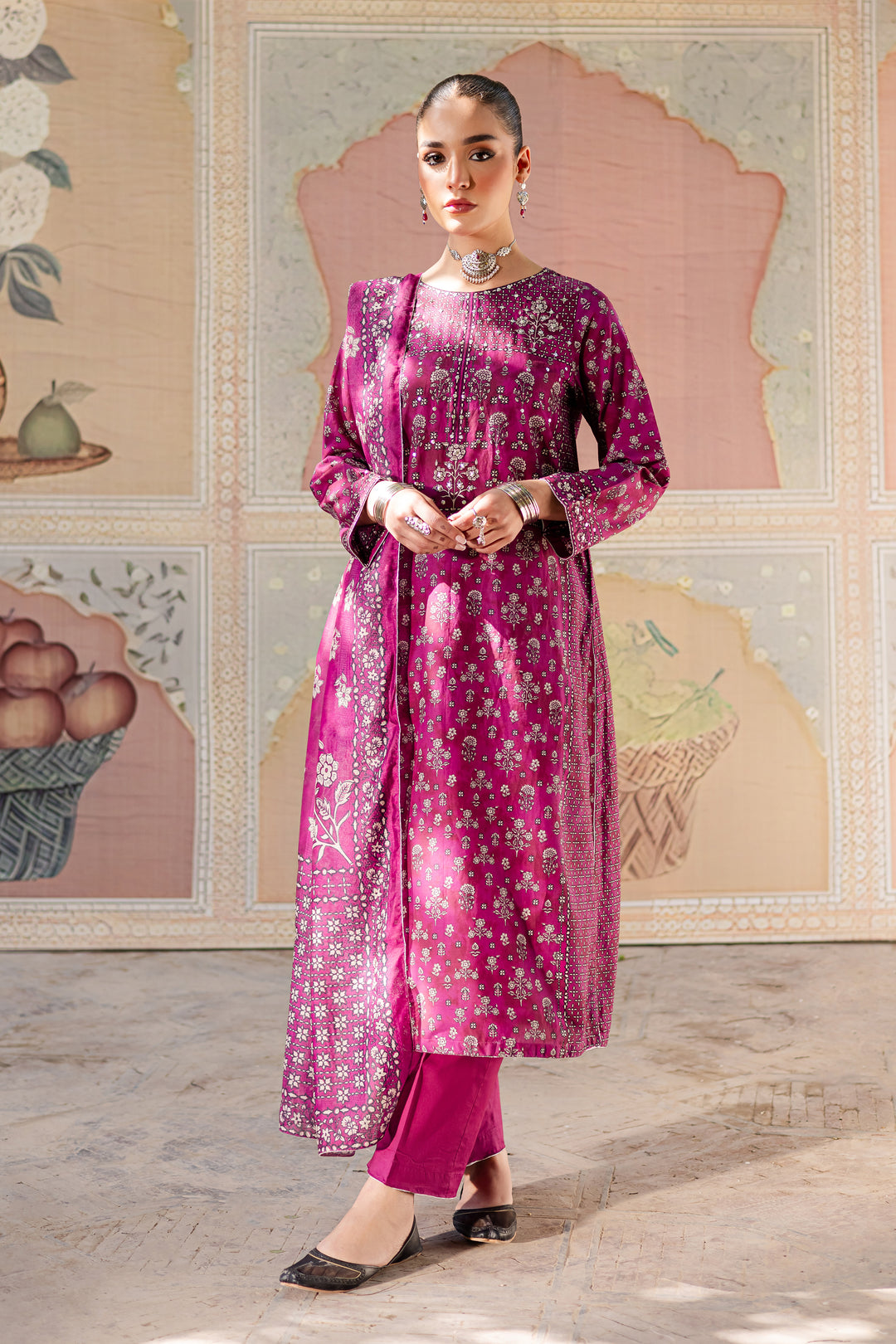 Pink Arsh 3Pc - Printed Lawn Dress