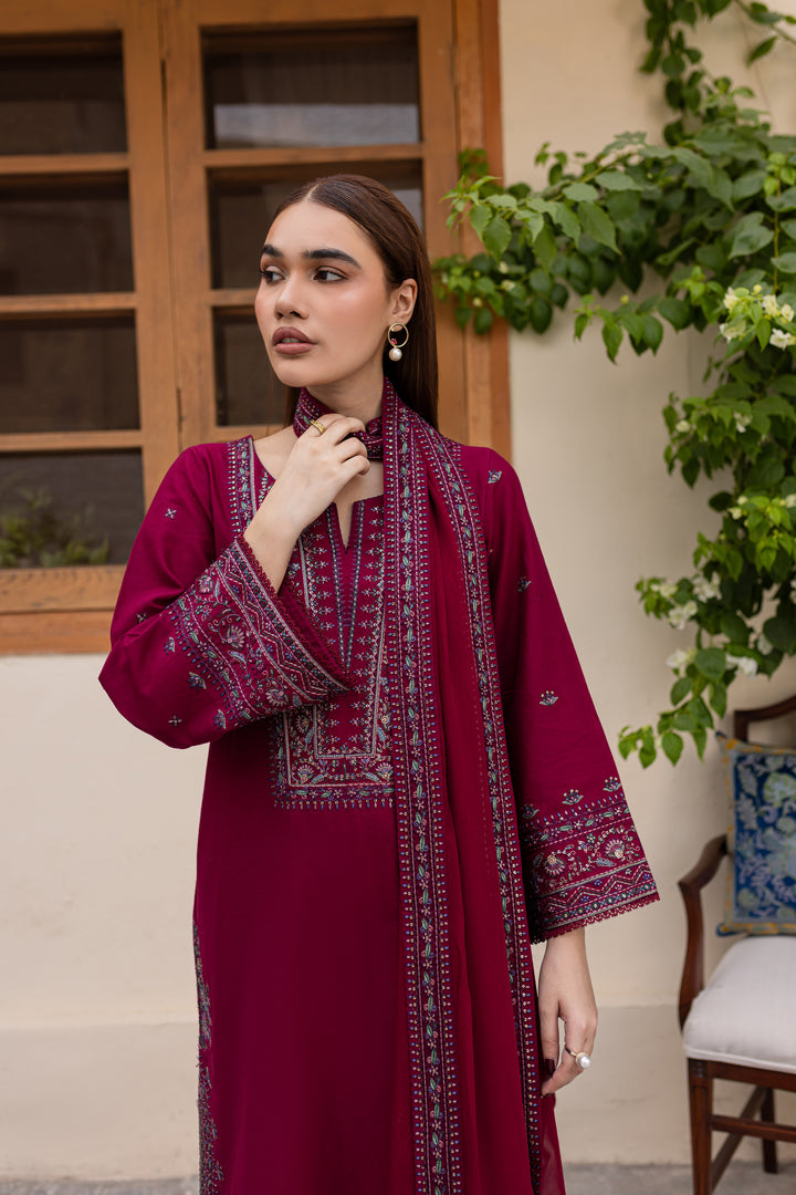 Nirmal 3Pc - Embroidered Khaddar Dress