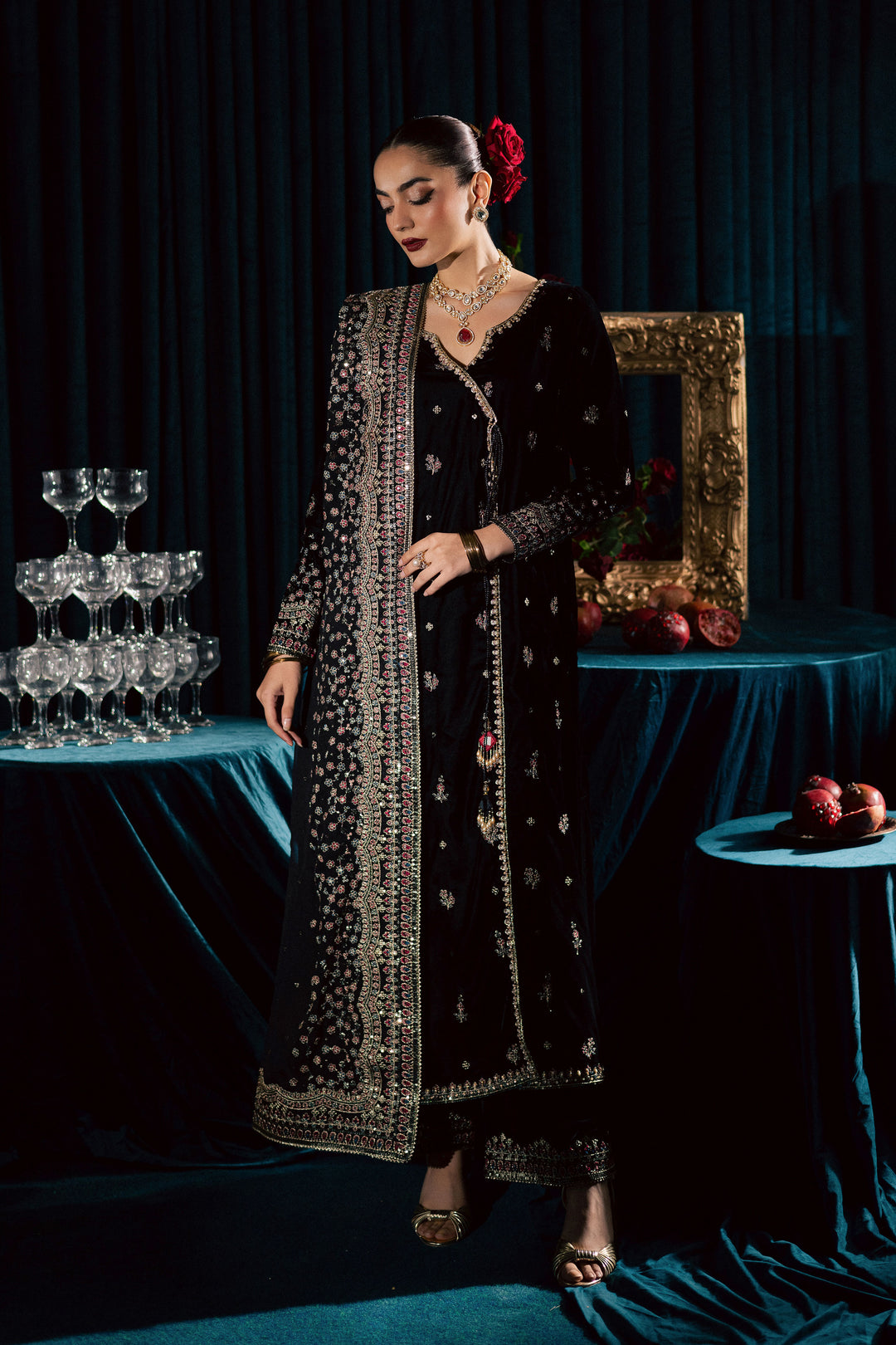 Diamond Black 3Pc - Velvet Formal Dress