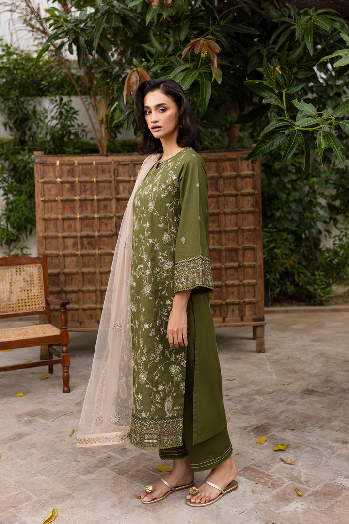 Lubana 3pc - Embroidered Khaddar Dress