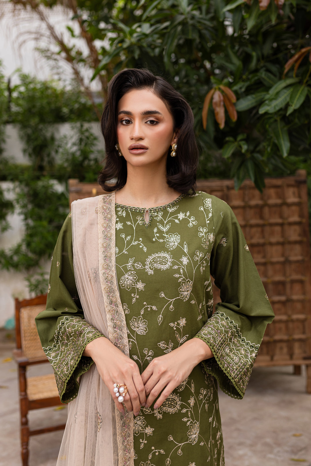 Lubana 3pc - Embroidered Khaddar Dress