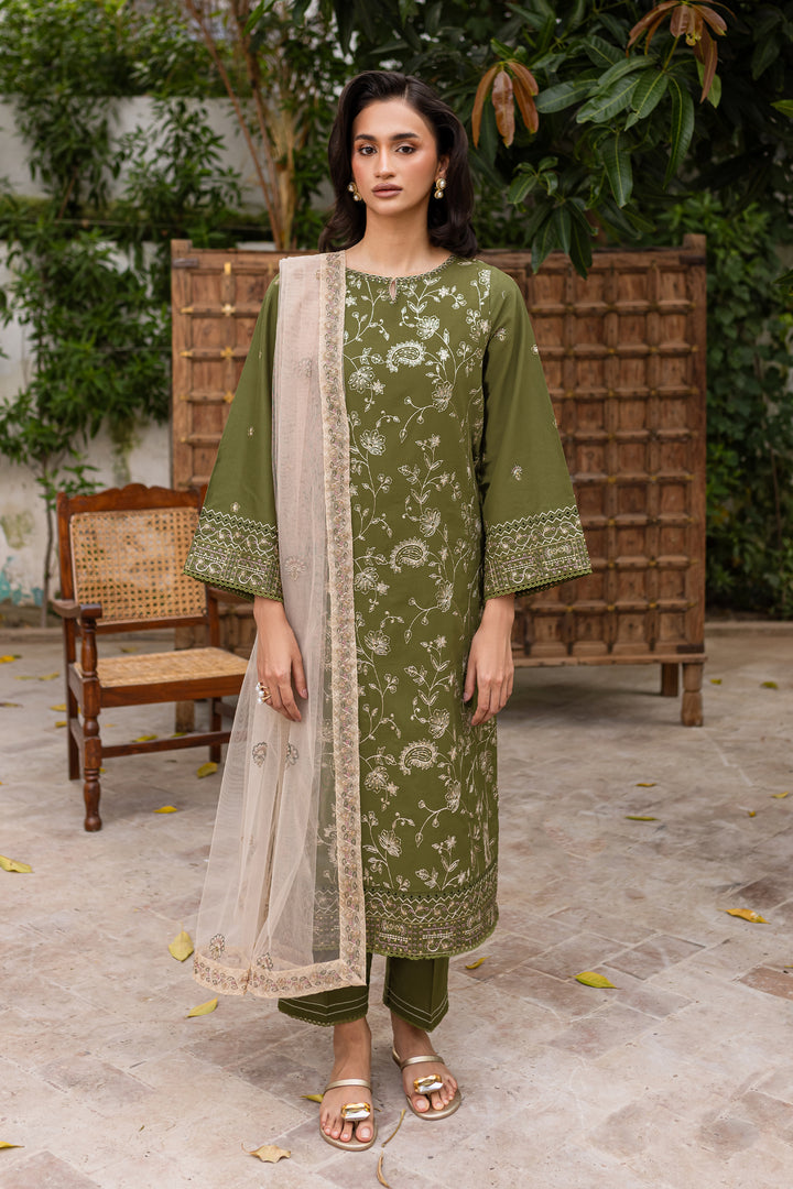 Lubana 3pc - Embroidered Khaddar Dress