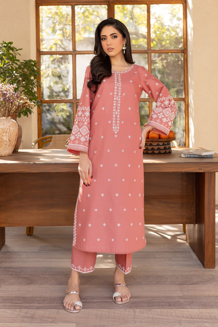 Coral Jasper 2Pc - Embroidered Khaddar Dress