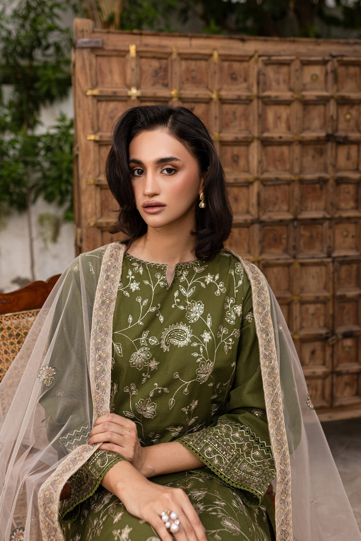 Lubana 3pc - Embroidered Khaddar Dress