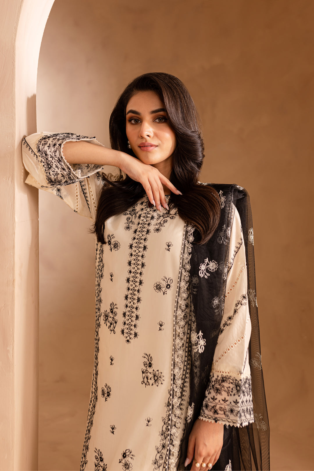 White Chrome 3Pc - Embroidered Lawn Dress