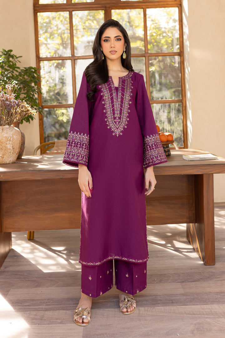 Vinho 2Pc - Embroidered Karandi Dress