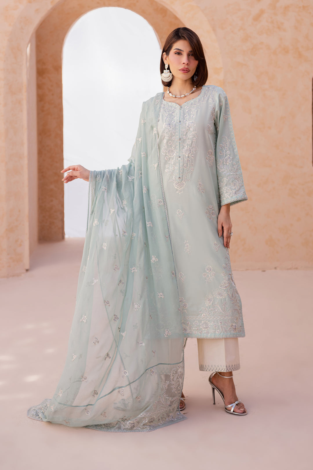 Sea Nahal 3Pc - Festive Embroidered Lawn