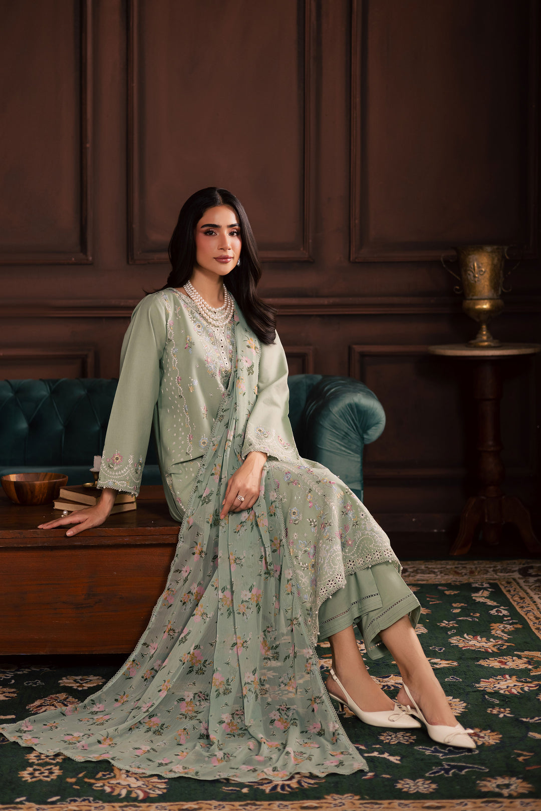 October 3Pc - Embroidered Khaddar Dress