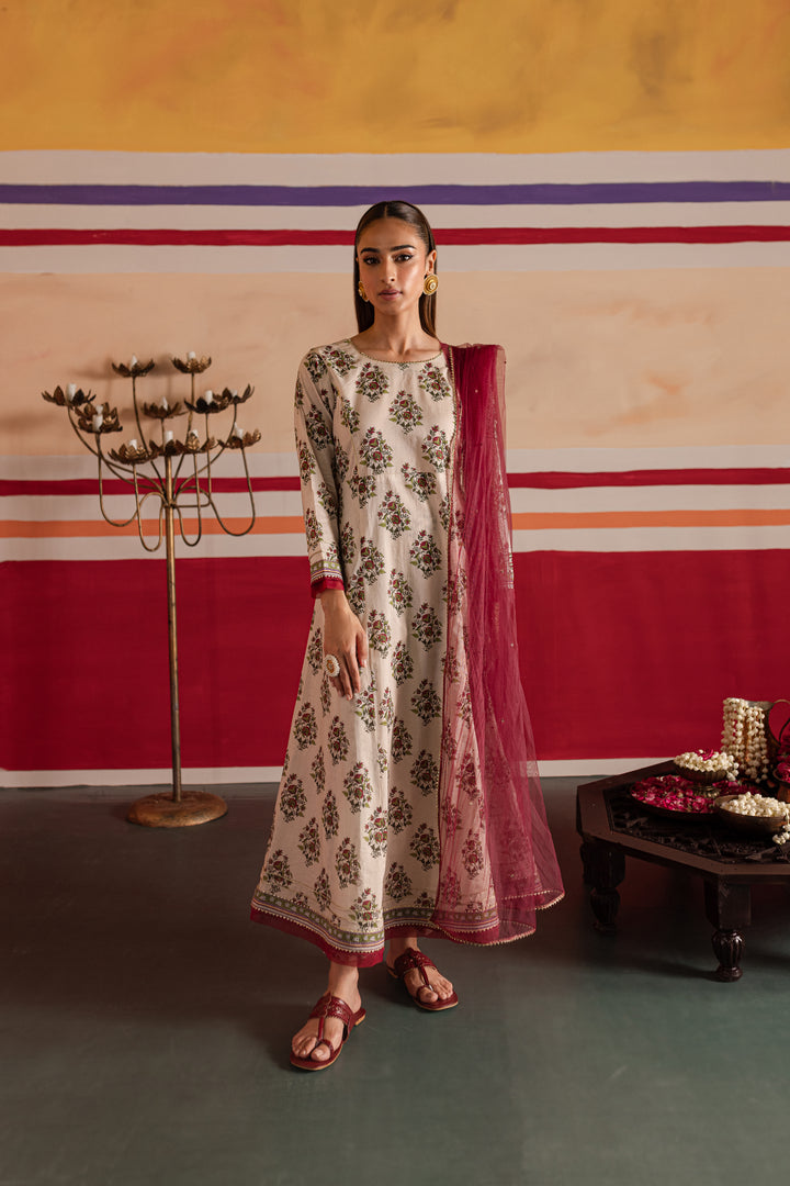 Jahan'Aara 3Pc - Printed Lawn Dress