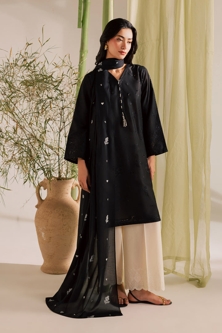 Black Bird 3Pc - Embroidered Lawn Dress