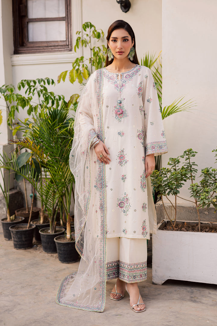 Zarkhuba 3Pc - Festive Embroidered Lawn