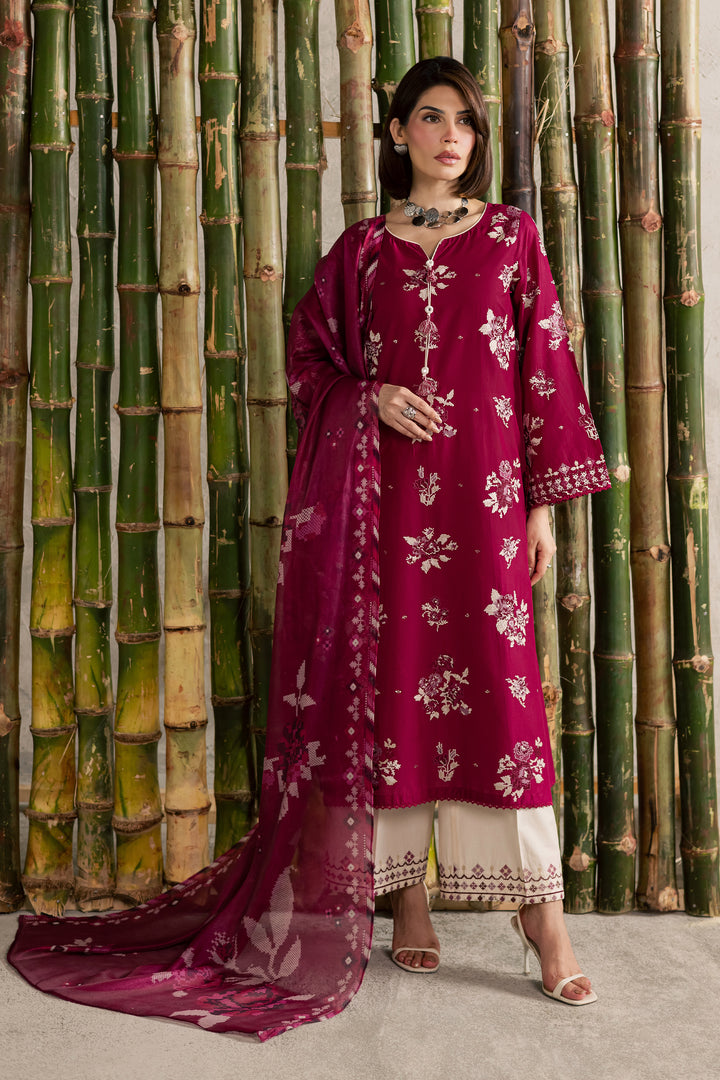 Pink Oliver 3Pc - Festive Embroidered Lawn