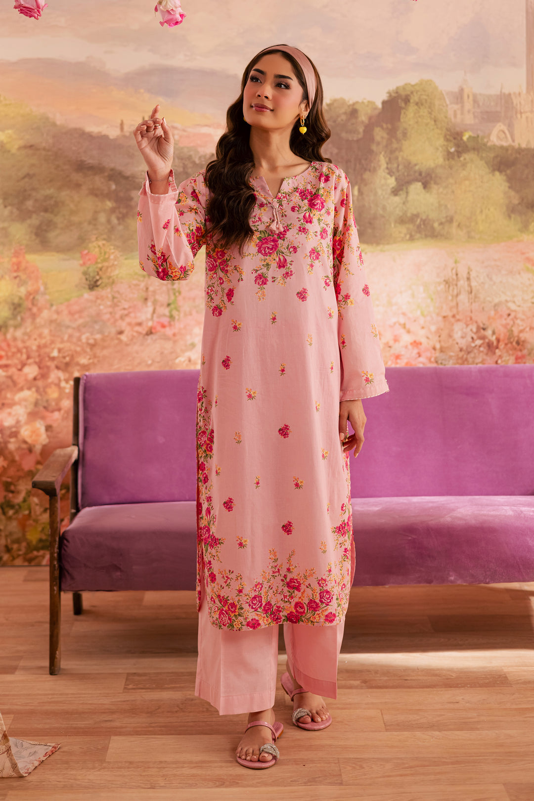 Pink Meadow 2Pc - Printed Lawn Dress