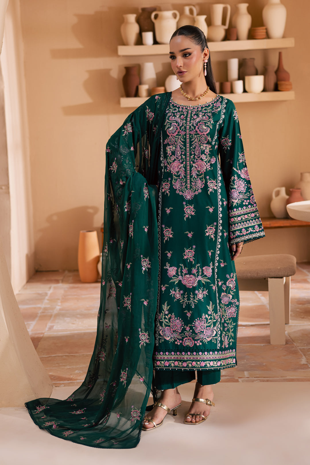 Myra 3Pc - Embroidered Lawn Dress