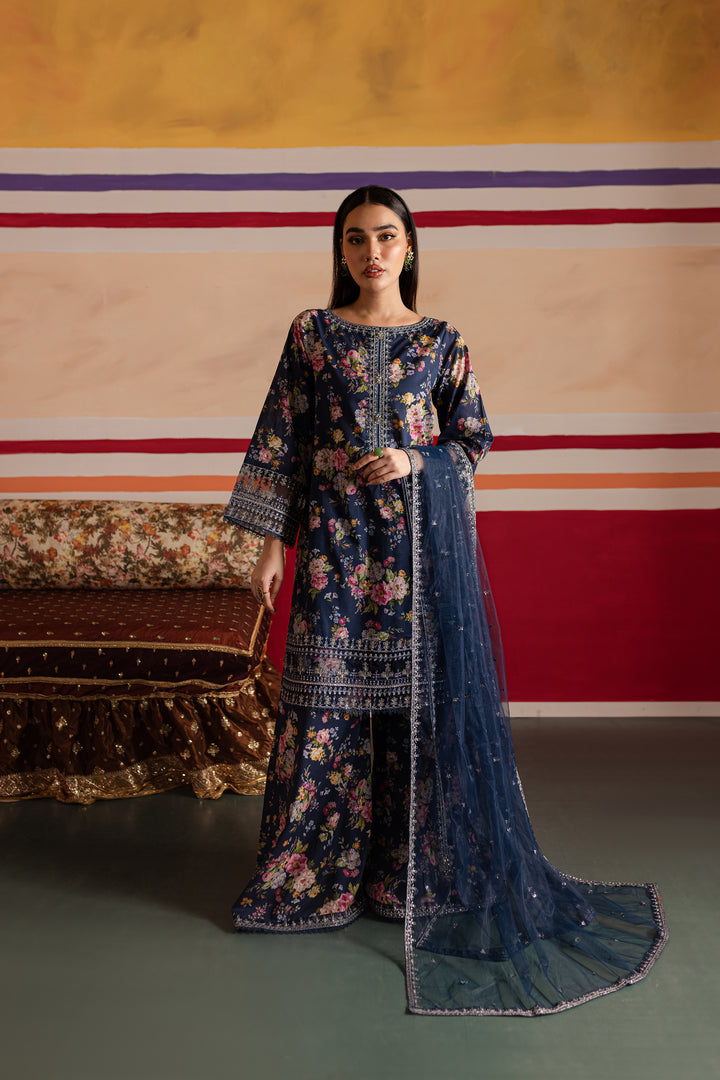 Blue Bano 3Pc - Printed Lawn Dress