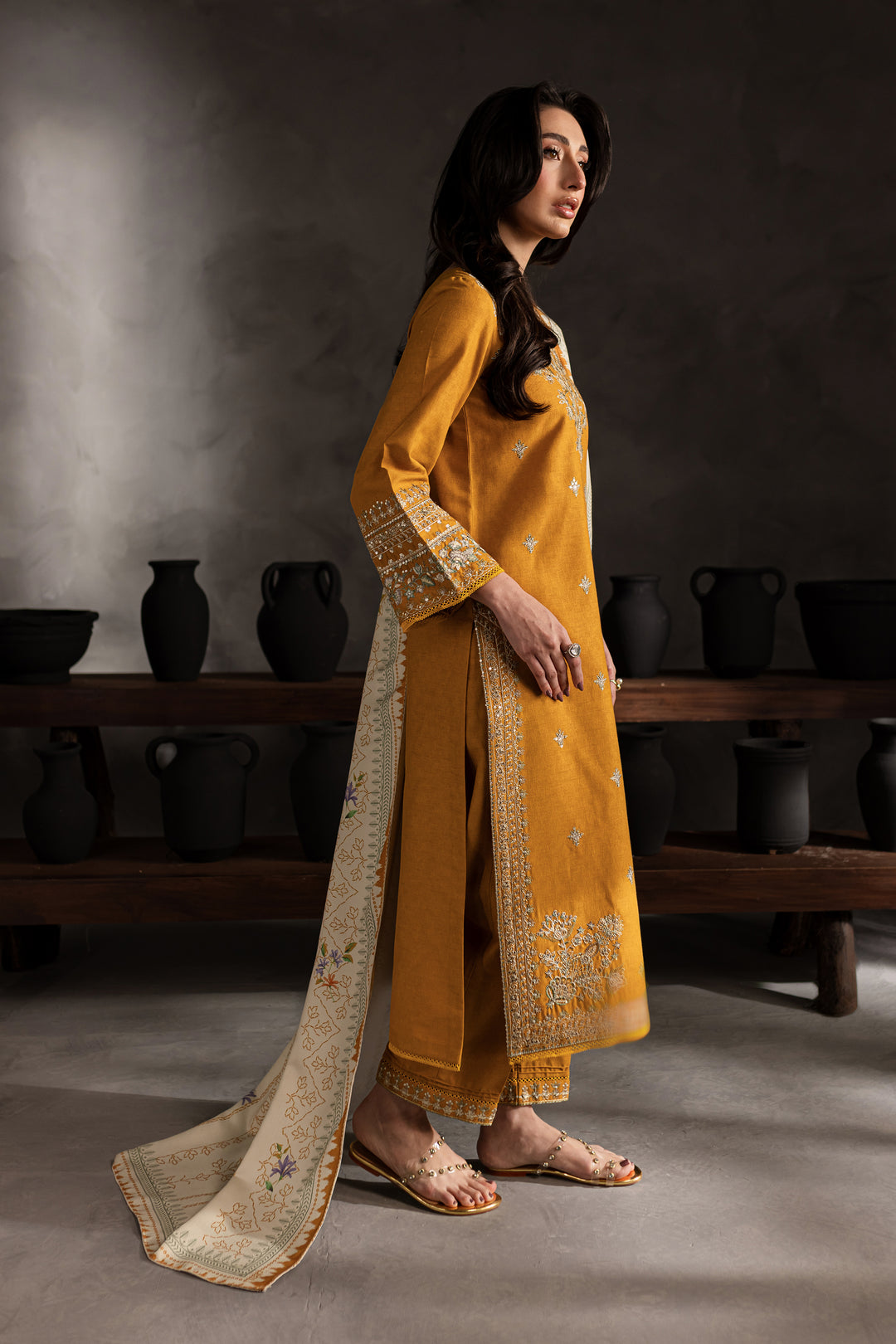 Shangrilla 3Pc - Embroidered Karandi Dress