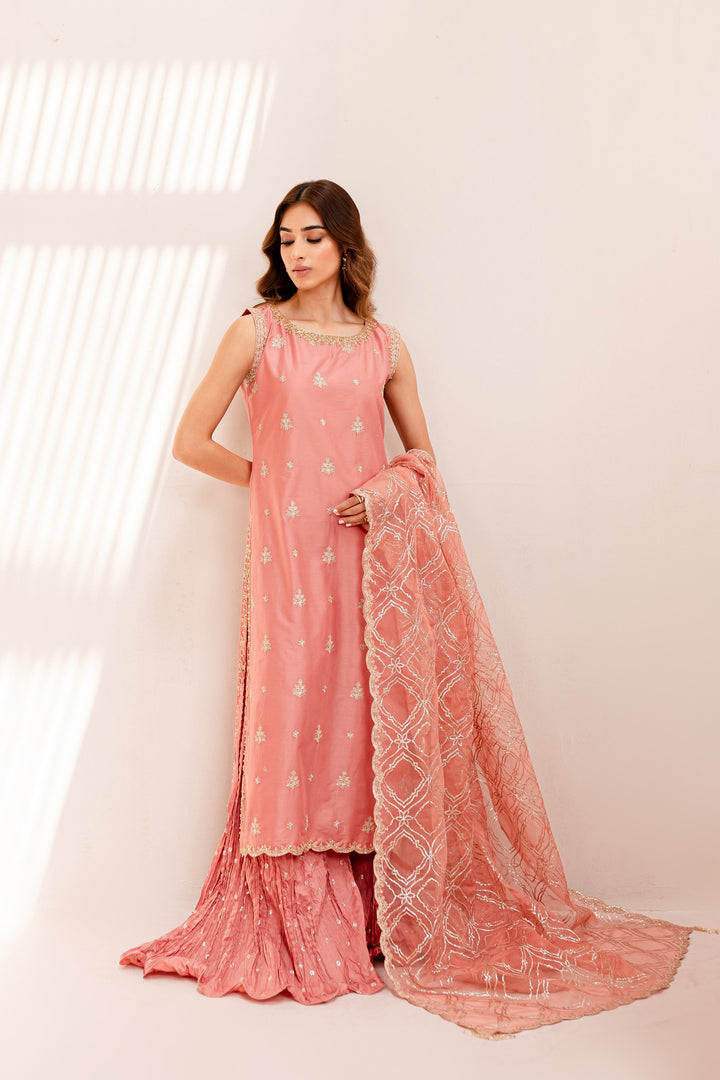 Pink Zerwish 3Pc - Embroidered Luxe PRET - BATIK