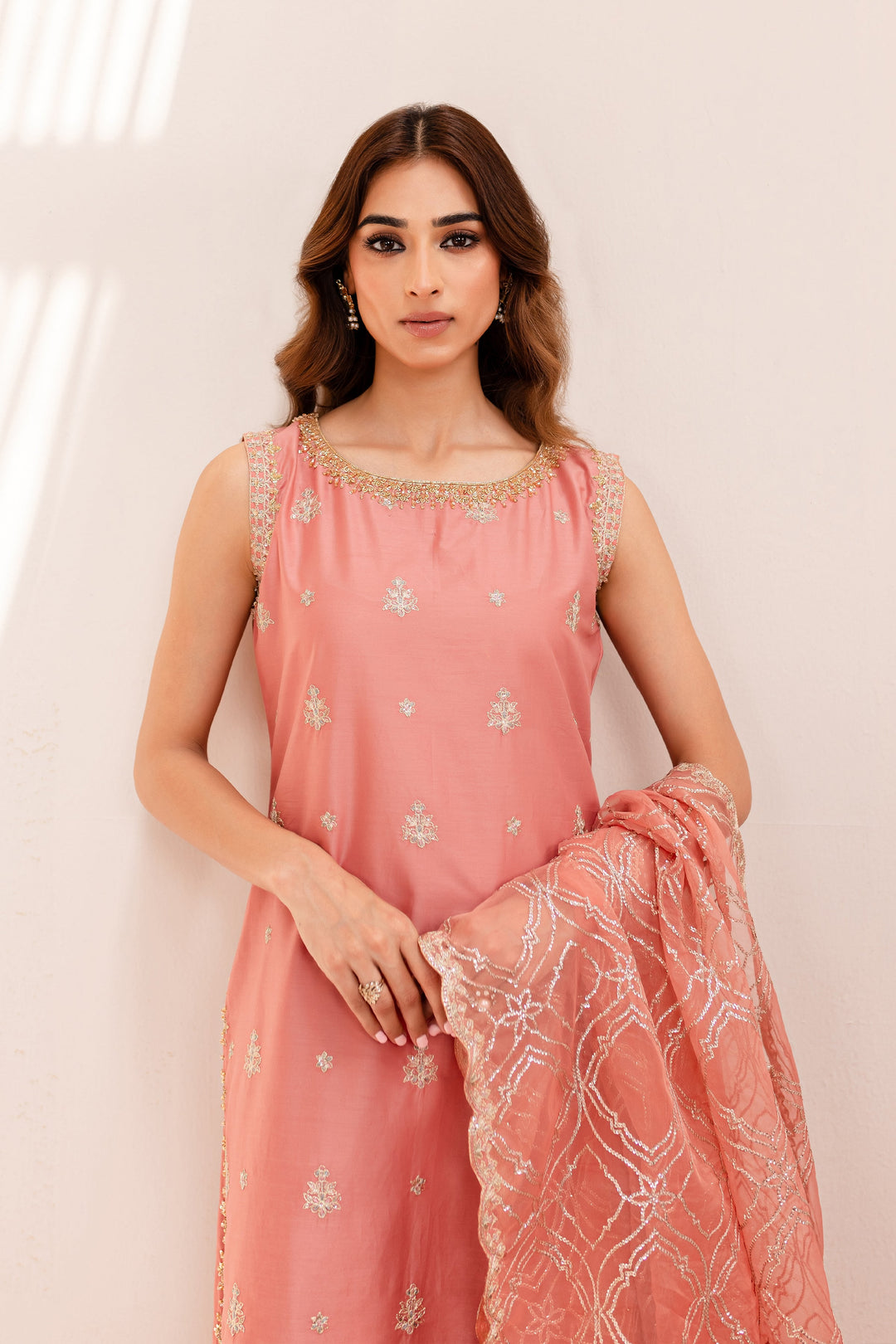 Pink Zerwish 3Pc - Embroidered Luxe PRET - BATIK