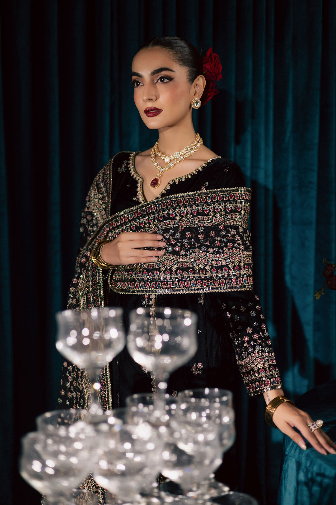 Diamond Black 3Pc - Velvet Formal Dress