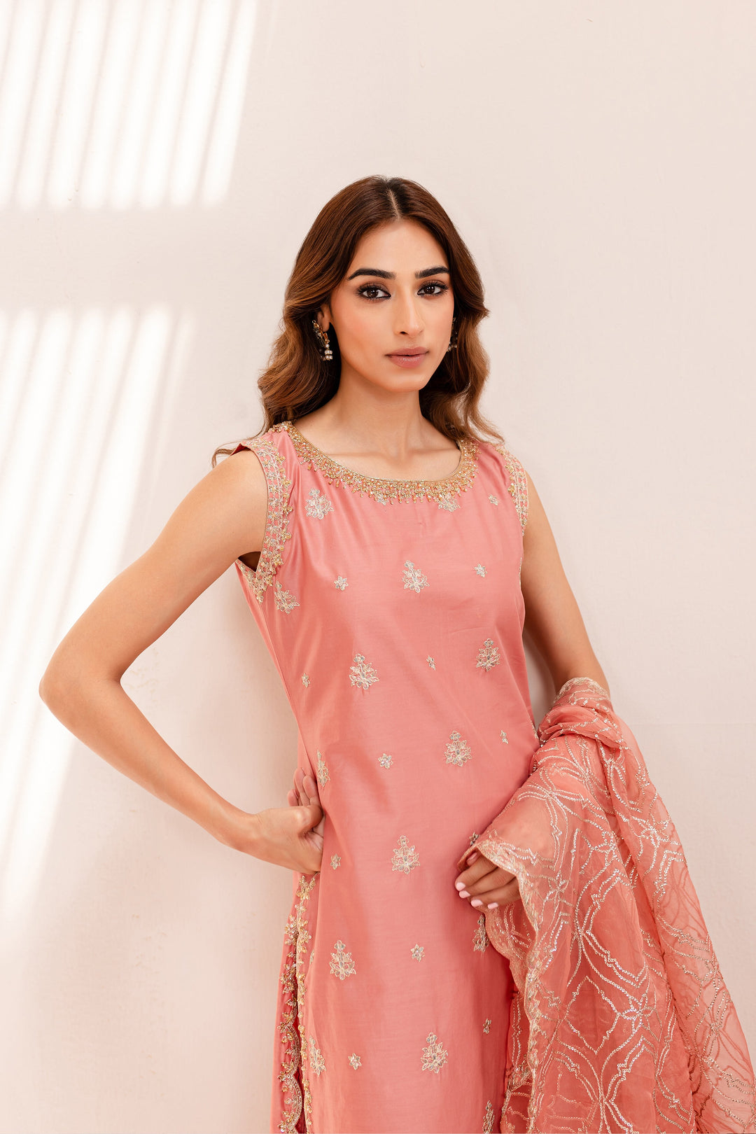 Pink Zerwish 3Pc - Embroidered Luxe PRET - BATIK