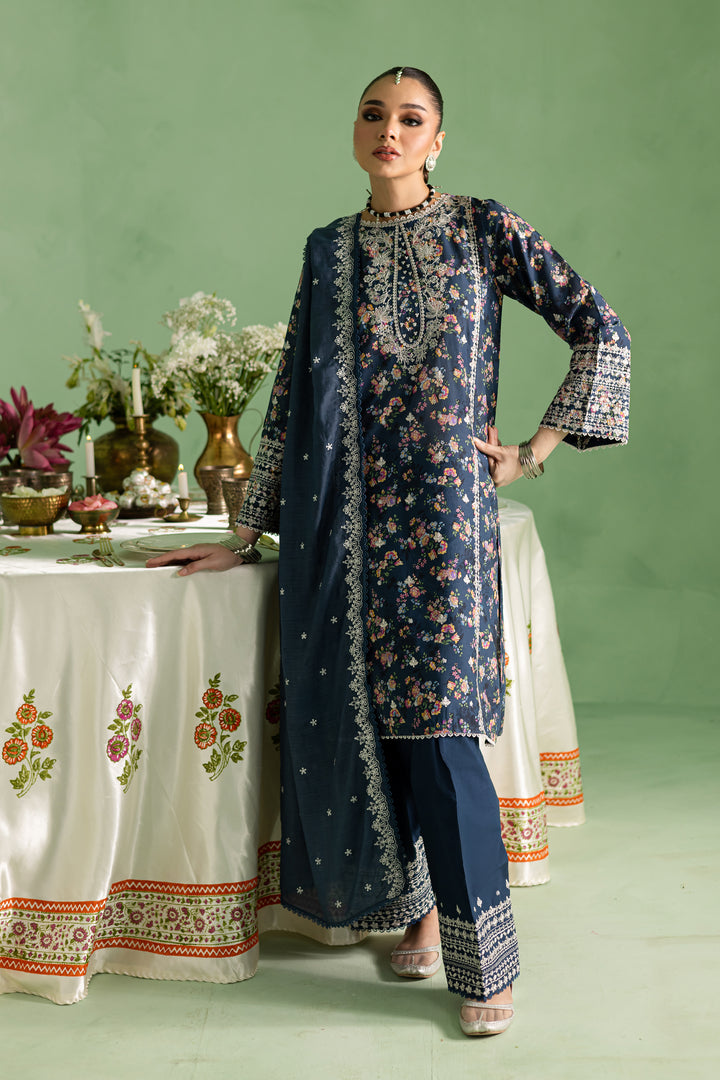 Sirha 3Pc- Printed Lawn Dress With Farshi Shalwar