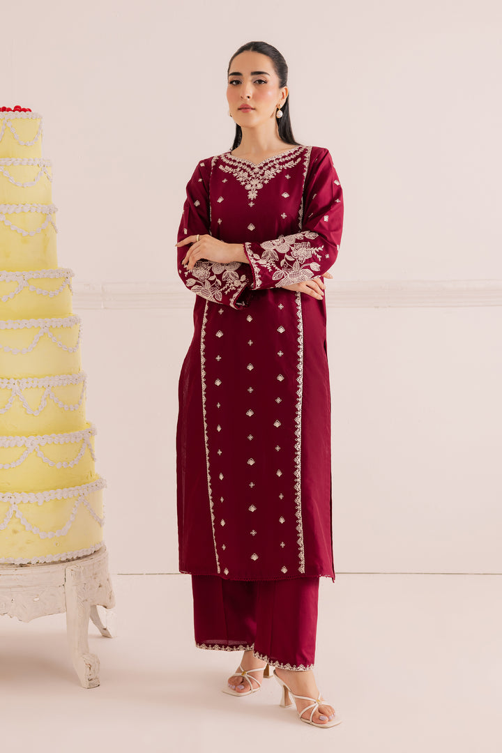 Agean Red 2Pc - Embroidered Casual Pret