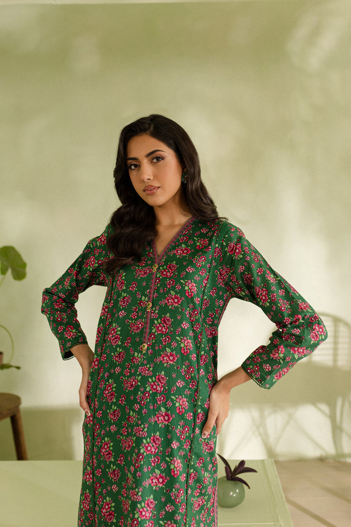 Green Pearl 2pc - Printed Khaddar Dress