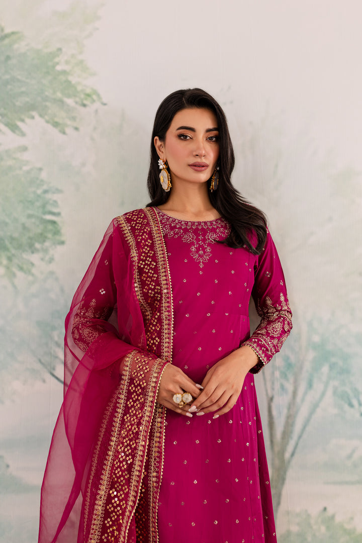 Pink Shine 3Pc - Embroidered Lawn Dress