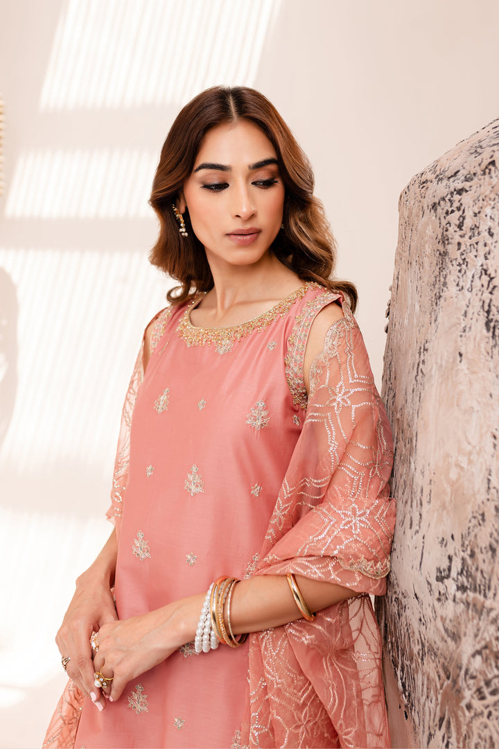 Pink Zerwish 3Pc - Embroidered Luxe PRET - BATIK