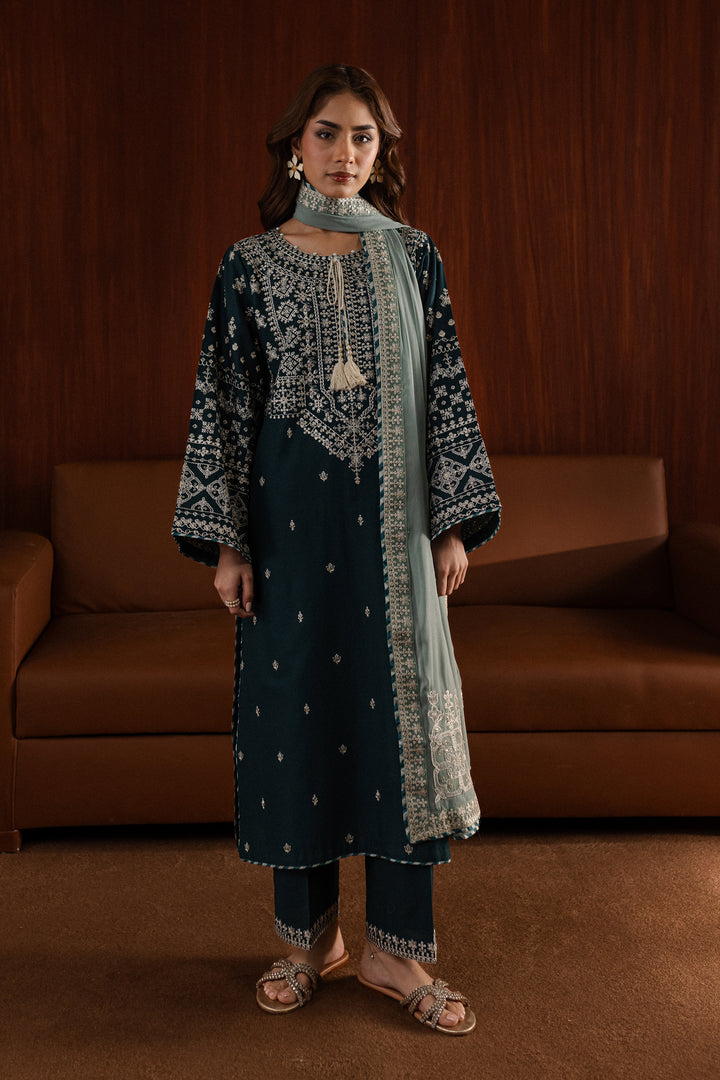 Ocean Jewel 3Pc - Embroidered Khaddar Dress