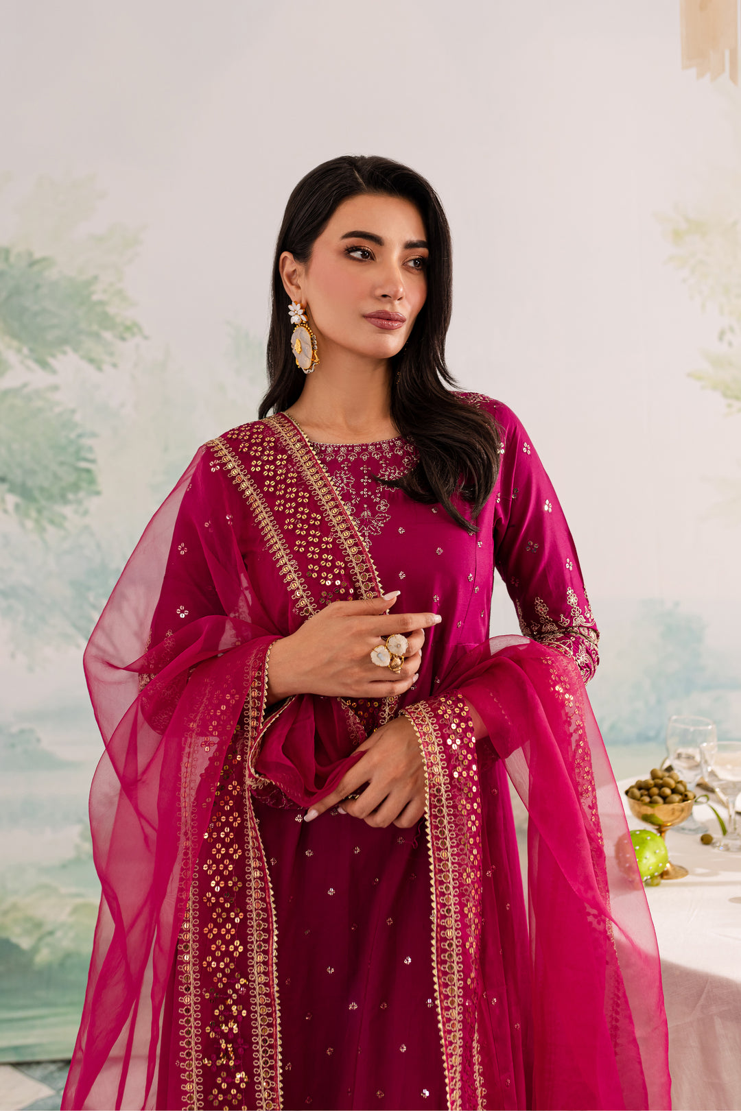 Pink Shine 3Pc - Embroidered Lawn Dress