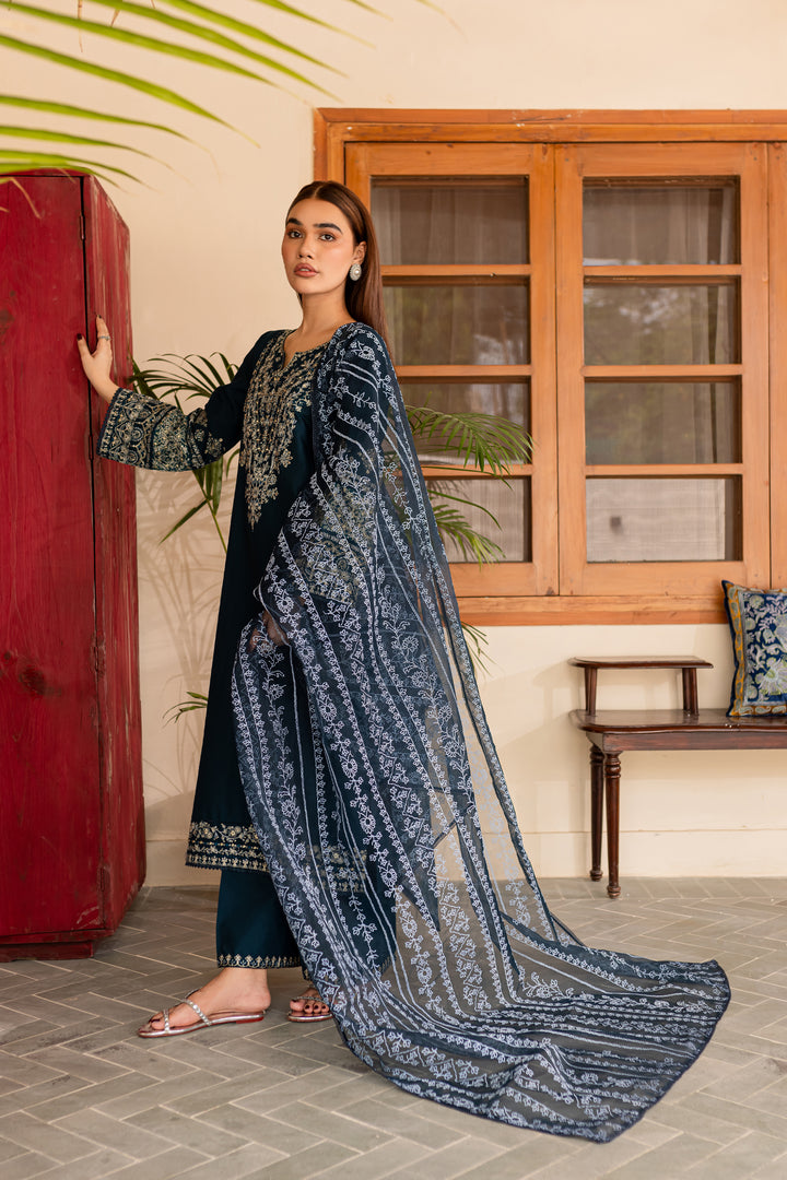 Amari 3Pc - Embroidered Khaddar Dress