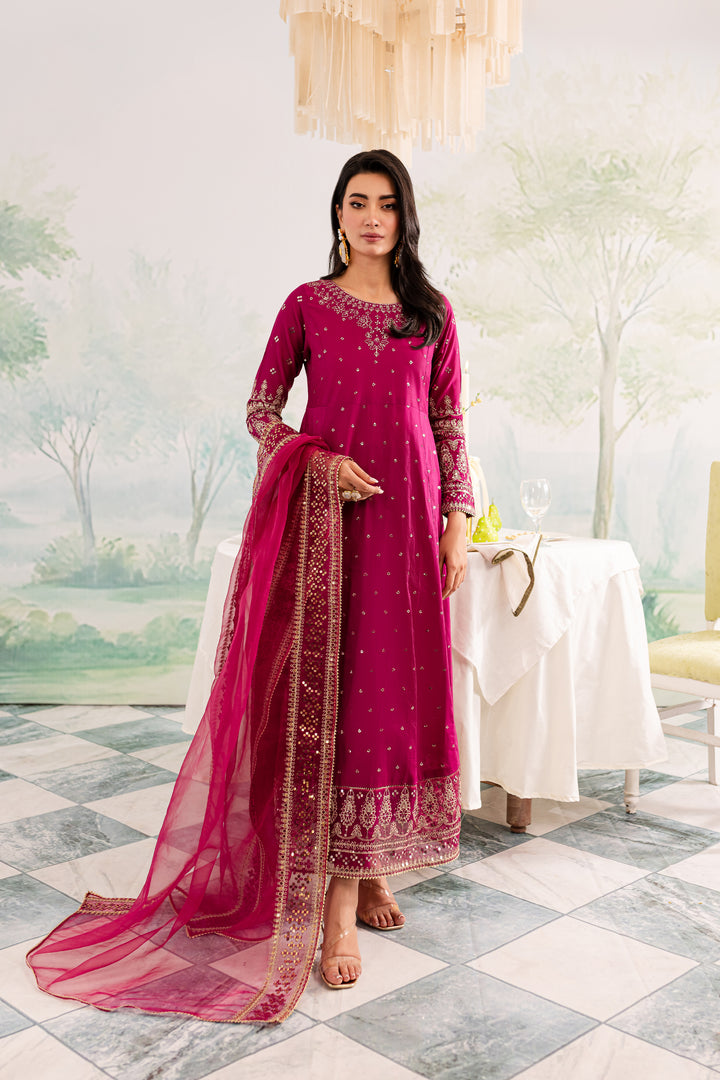 Pink Shine 3Pc - Embroidered Lawn Dress