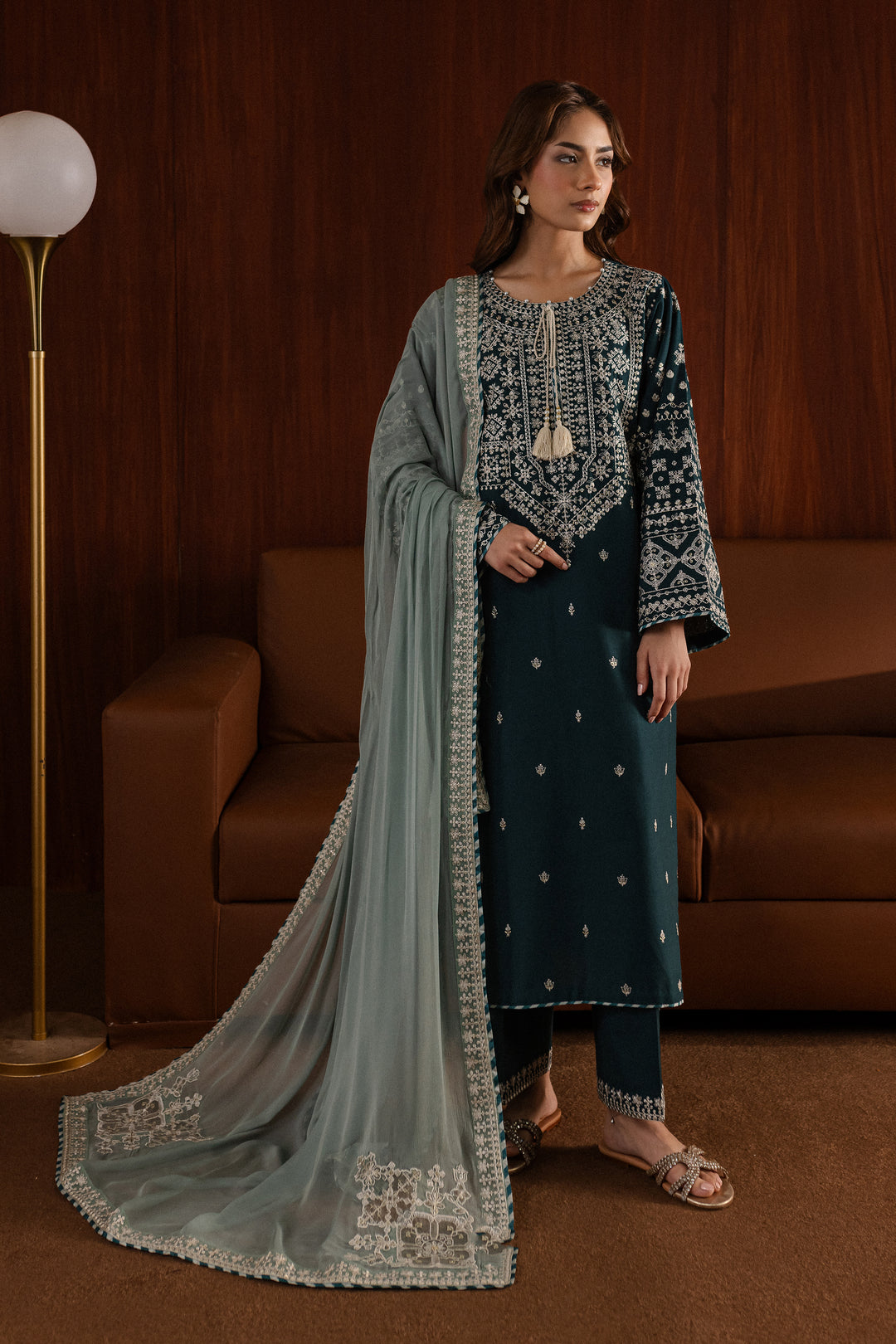 Ocean Jewel 3Pc - Embroidered Khaddar Dress