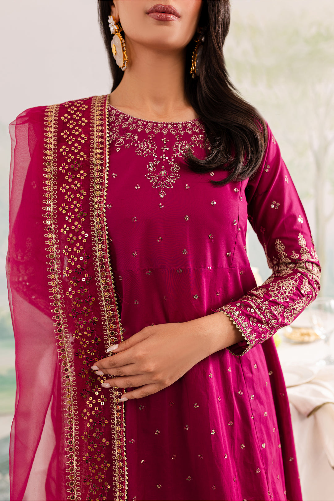 Pink Shine 3Pc - Embroidered Lawn Dress