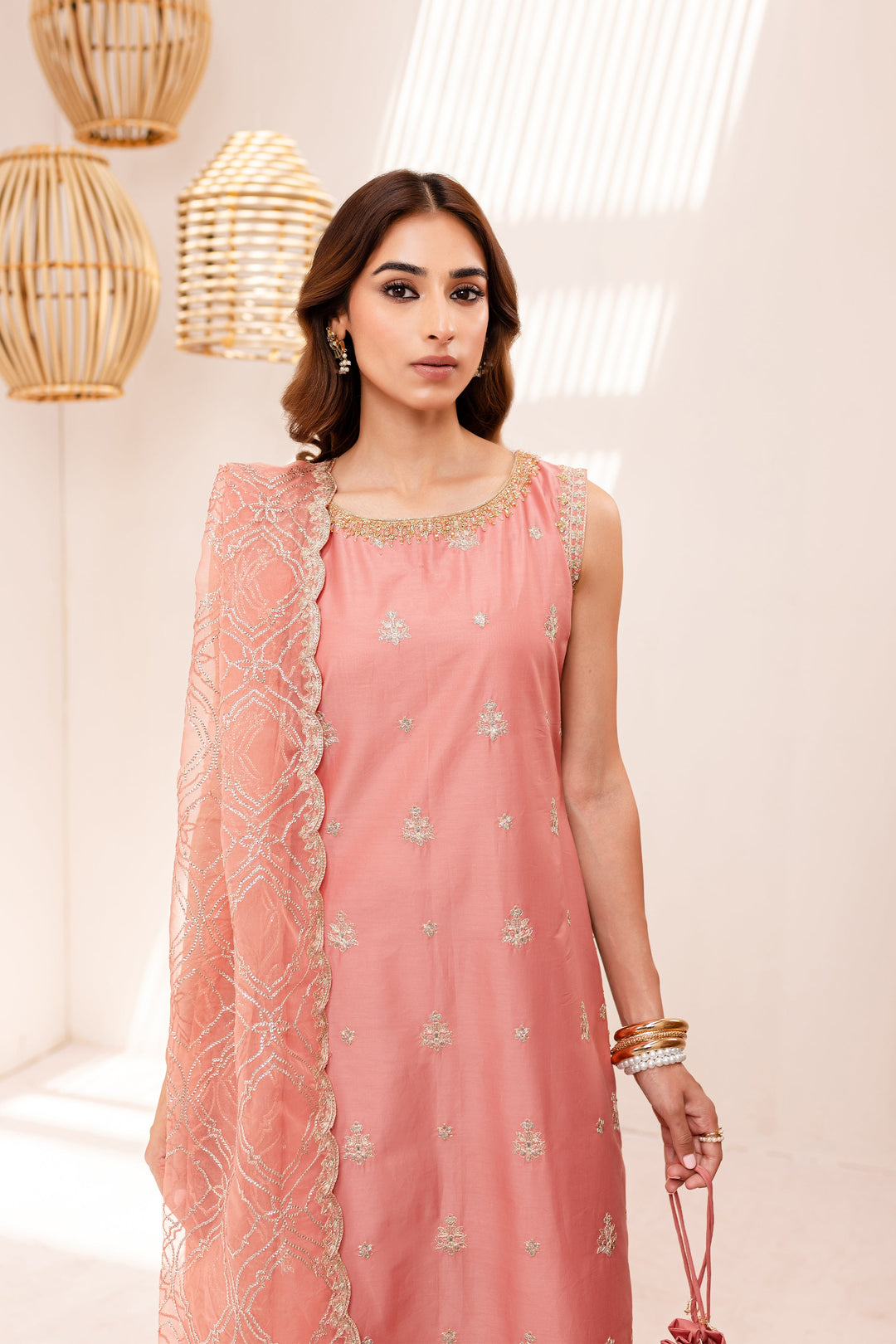 Pink Zerwish 3Pc - Embroidered Luxe PRET - BATIK