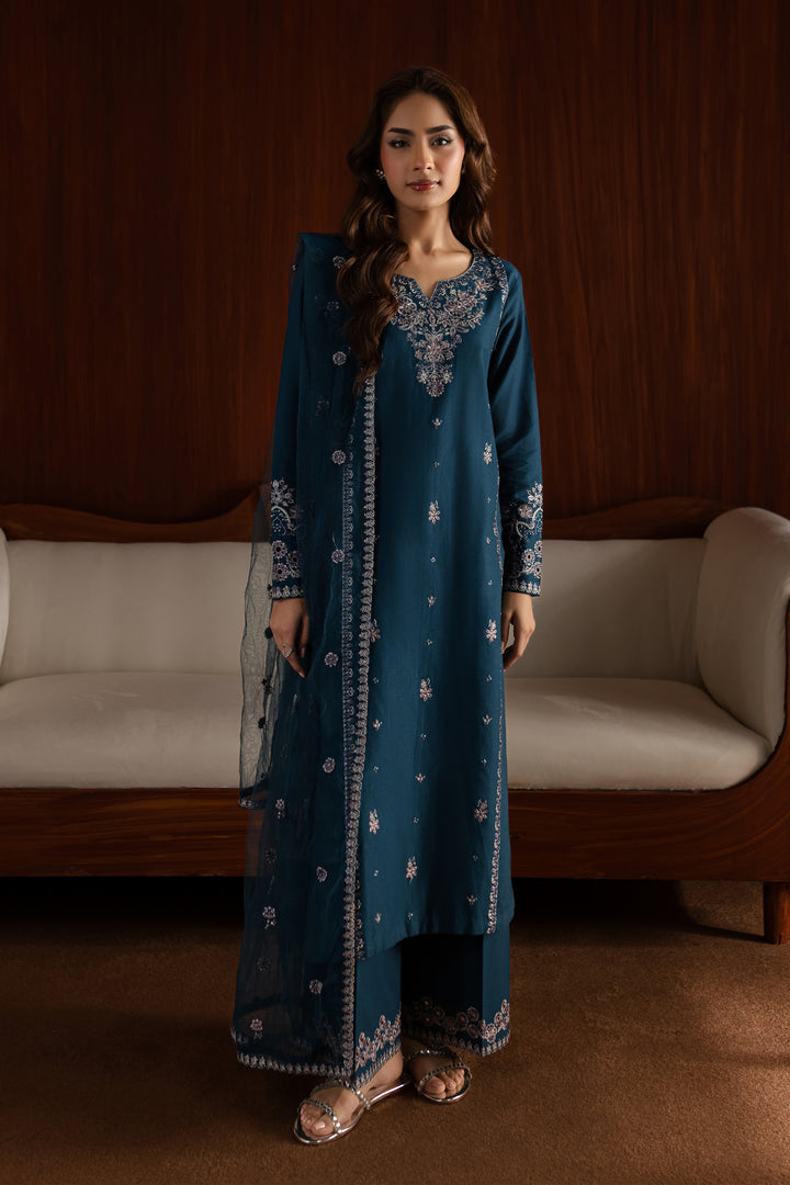 Blue Twinkle 3Pc - Embroidered Khaddar Dress