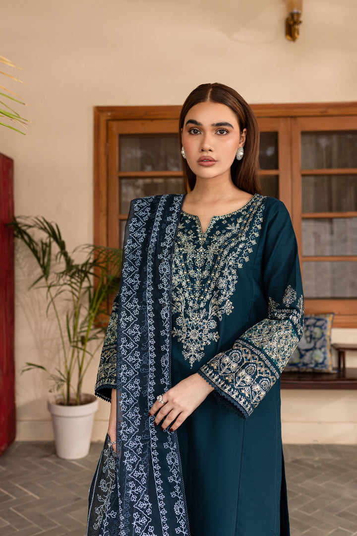 Amari 3Pc - Embroidered Khaddar Dress